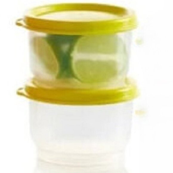 Tupperware 4 Ounce Snack Cups Set of 2 with Yellow Green Seals 4oz Lunch Box Set - Picture 4 of 10
